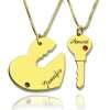 Key to My Heart Couple Name Pendant Necklaces Gold