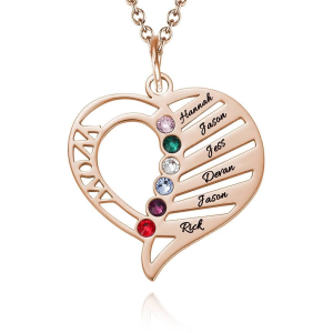 Engraved Mom Birthstone Necklace Gold Plating