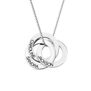 Russian Ring Necklace with Engraving in Sterling Silver