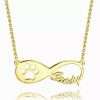 Dog Paw Print Infinity Name Necklace 14k Gold Plated