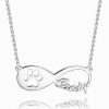 Dog Paw Print Infinity Name Necklace Silver