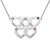 Engraved Five Hearts Necklace With Birthstones