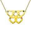 Engraved Five Hearts Necklace With Birthstones In Gold