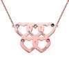 Engraved Five Hearts Necklace With Birthstones In Rose Gold