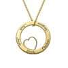 Family Love Circle Pendant Necklace with Gold Plating