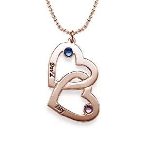 Heart in Heart Birthstone Necklace - Rose Gold Plated