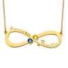 Personalized Infinity 2 Names Birthstone Necklace In Gold