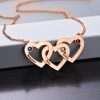 Intertwined Hearts Necklace with Birthstones - Rose Gold Plated