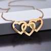 Intertwined Hearts Necklace with Birthstones - Gold Plated