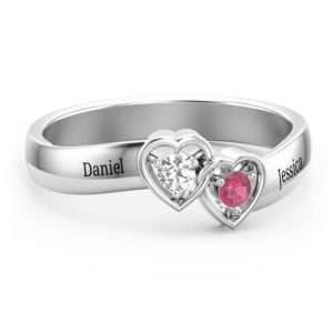 Double Interlocked Hearts Ring