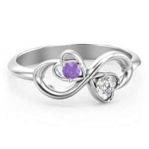 Duo of Hearts and Stones Infinity Ring