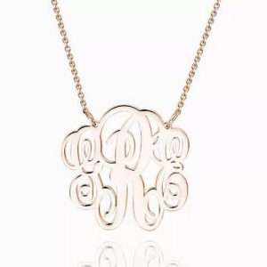 Fancy Monogram Necklace Rose Gold Plated