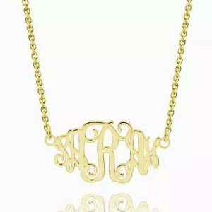 Celebrity Monogram Necklace 14K Gold Plated