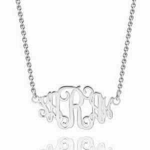 Celebrity Monogram Necklace Silver