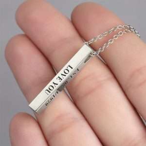 3D Engraved Bar Necklace in Sterling