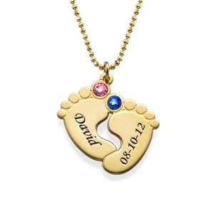 Personalized Baby Feet Necklace in Gold Plating