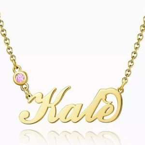 Personalized Birthstone Name Necklace 14k Gold Plated