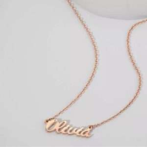 Personalized CZ Name Necklace Rose Gold