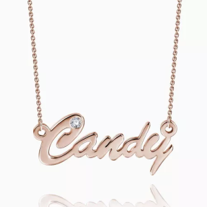 Personalized CZ Name Necklace Rose Gold