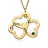 Personalized Triple Heart Necklace with Gold Plating