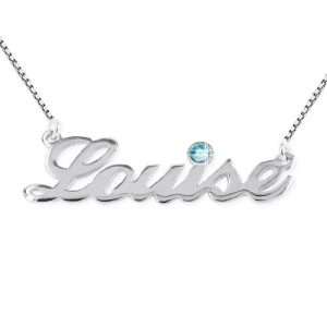 Silver Name Necklace with Diamond Style Accent