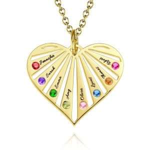 Family Necklace with birthstones in Gold Plating